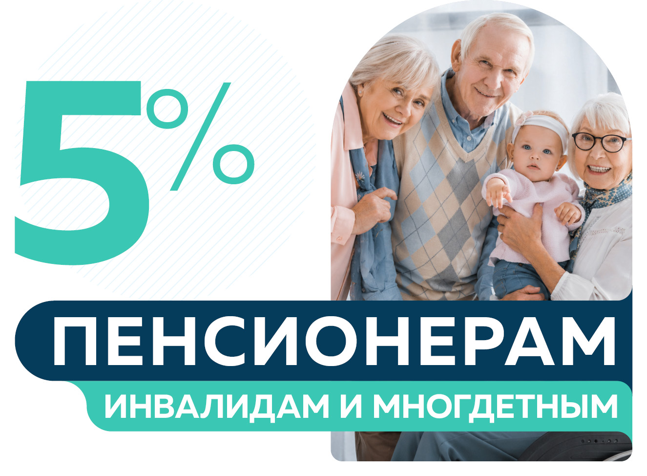 Скидка пенсионерам, инвалидам и членам многодетных семей